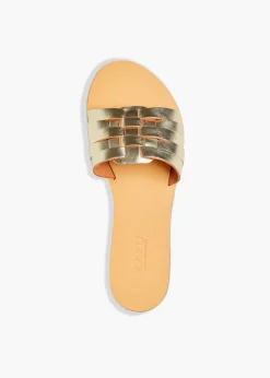 Xenia Vegetable Tanned Leather Sandal in Gold