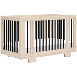 Yuzu 8-in-1 Convertible Crib with All-Stages Conversion Kits in Washed Natural & Black