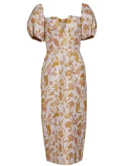 Yvette Floral Brocade Off-The-Shoulder Midi Dress