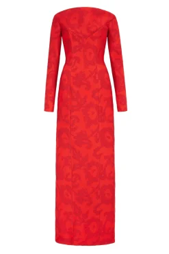 Zarith Dress in Red Boucle Floral