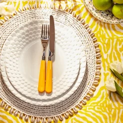 Zebra Yellow Tablecloth in Linen