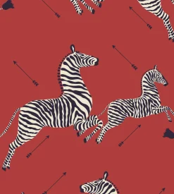 Zebras Wallpaper in Red