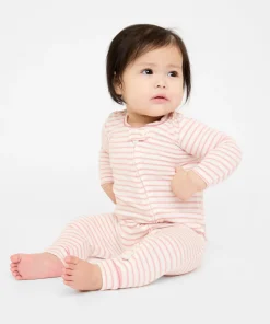Ziggy Zip Romper in Dusty Rose Mini Stripe