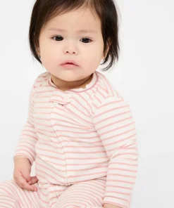 Ziggy Zip Romper in Dusty Rose Mini Stripe