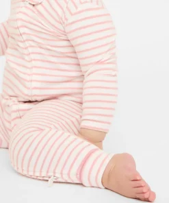 Ziggy Zip Romper in Dusty Rose Mini Stripe