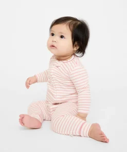 Ziggy Zip Romper in Dusty Rose Mini Stripe