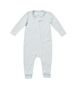 Ziggy Zip Romper in Dusty Blue Mini Stripe