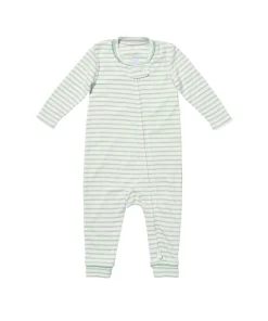 Ziggy Zip Romper in Dusty Seafoam Mini Stripe