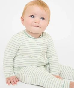 Ziggy Zip Romper in Dusty Seafoam Mini Stripe