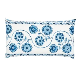 Zinnia Handmade Print Pillow in Blue