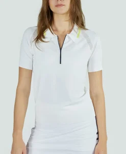 Zip Front Knit Polo in White