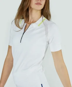 Zip Front Knit Polo in White
