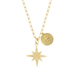 Zodiac Charm and Compass Star Necklace