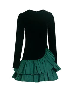 Zoey Dress in Noir & Emerald Multi