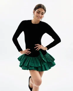 Zoey Dress in Noir & Emerald Multi