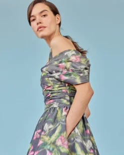 Zora Dress in Pink Lily Taffeta